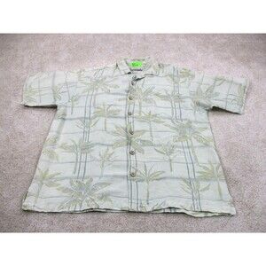 Kahala Shirt Mens Large L Beige Floral Linen Rayon Hawaiian Casual Button Up